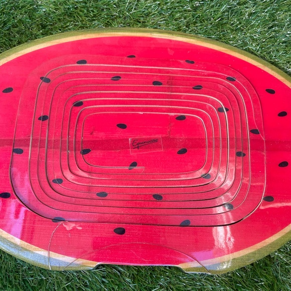 Pair of Vintage Equinoccio Red Apple and Watermelon Collapsable Wood Cut Display - Picture 9 of 13